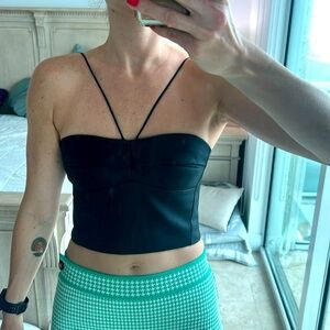 Nicholas size 4 silk cropped bustier with silver zipper in the back